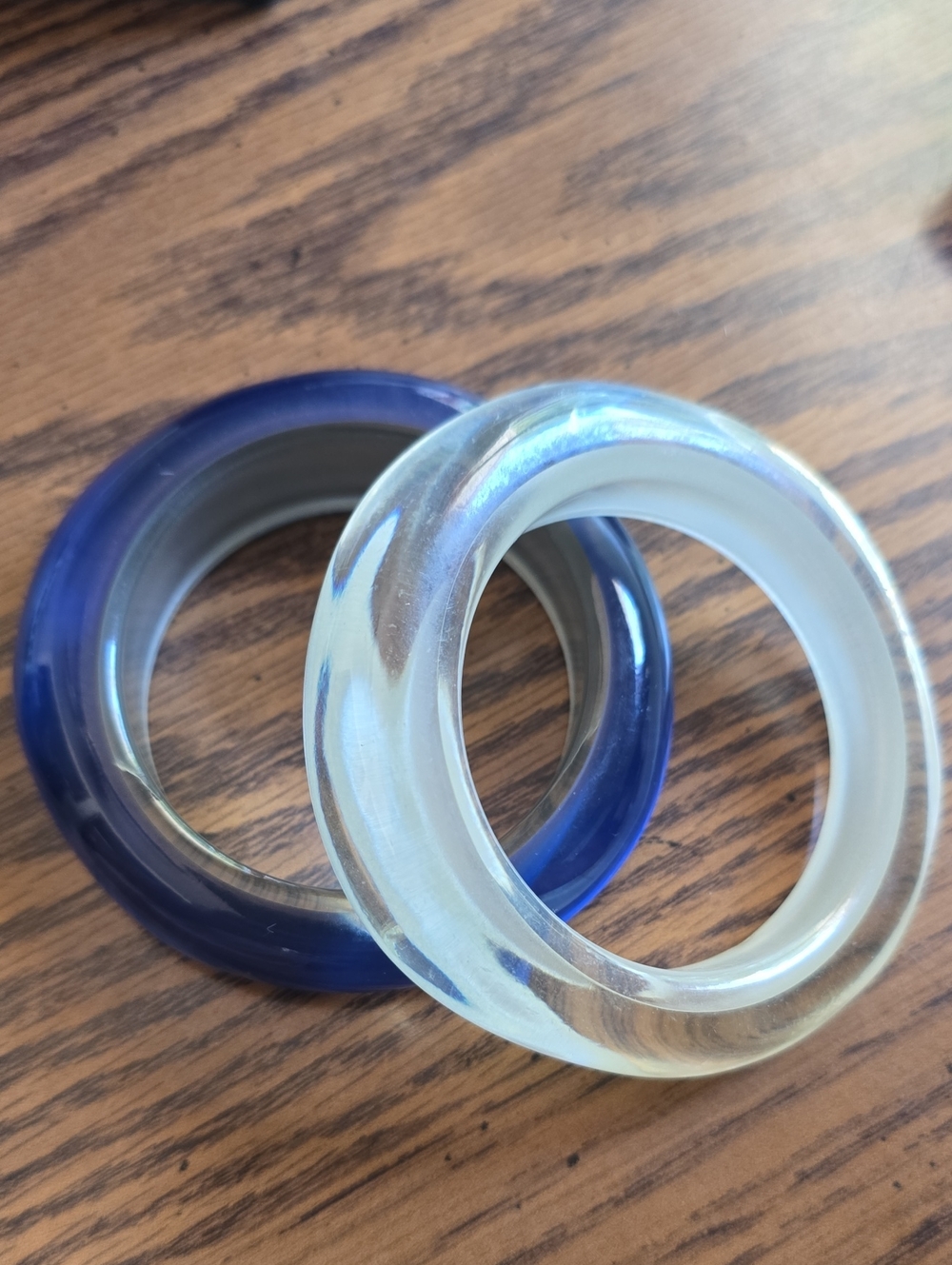 Clear and Deep Blue Bangle Bracelets